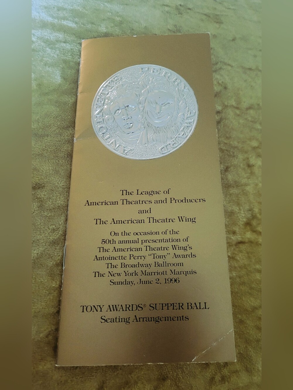 The 50th Annual Tony Awards Supper Ball 16 Page Seating Arrangements Program